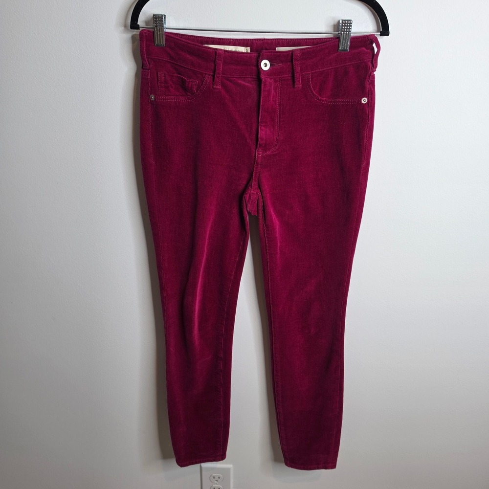 Pilcro & the Letterpress High-Rise Skinny Corduroy Pants Womens 27 Magenta Pink